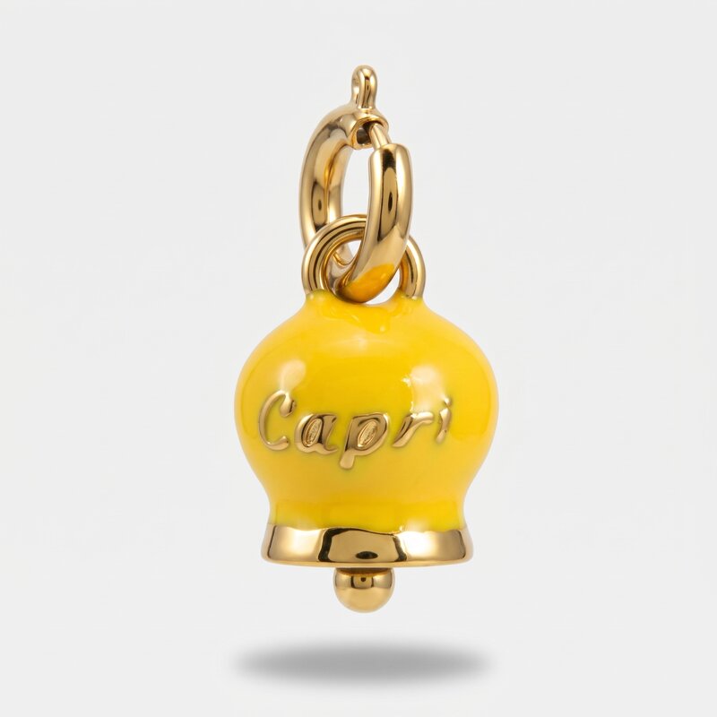 Ciondolo in Acciaio con Campanella Portafortuna Capri - Colore Giallo - BYSIMON gioielli