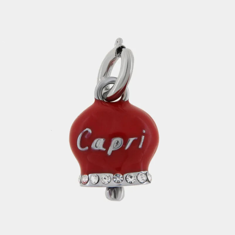 Ciondolo in Acciaio con Campanella Portafortuna Capri - Colore Rosso