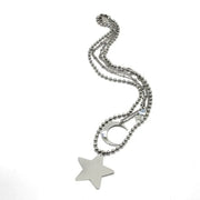 Collana in Acciaio a tre catene con ciondoli pendenti, fulmine, luna e stella lucidi