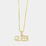 Collana in Acciaio con pendete con scritta queen impreziosito da cristalli