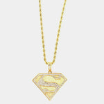 Collana in Acciaio con simbolo S superman impreziosito da cristalli