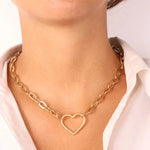 Collana in Acciaio intrecci di catene con dettaglio a forma di cuore