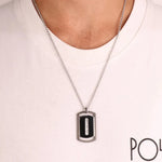Collana in Acciaio con piastrina in acciaio