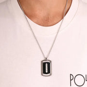 Collana in Acciaio con piastrina in acciaio