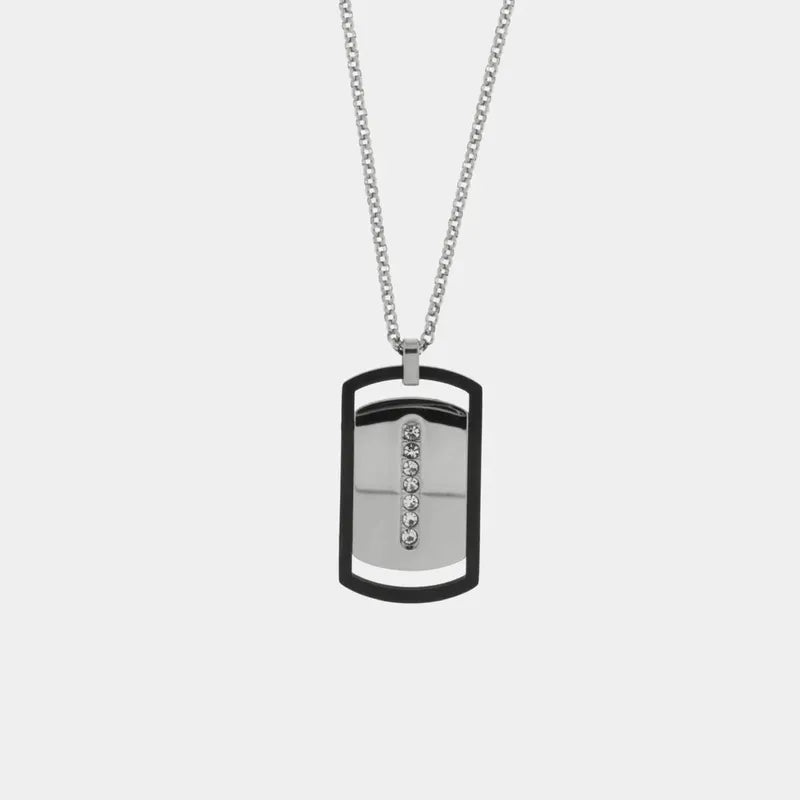 Collana in Acciaio con piastrina in acciaio
