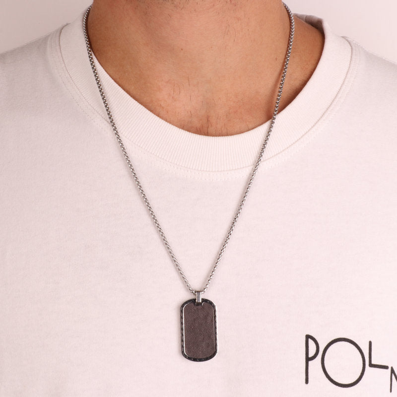 Collana in Acciaio con piastrina in acciaio nera IJEWEL - gioiello BySimon