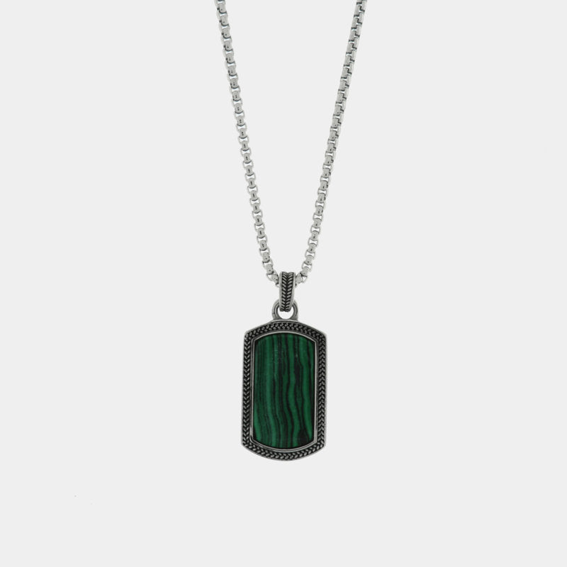 Collana in Acciaio con piastra verde IJEWEL - gioiello BySimon