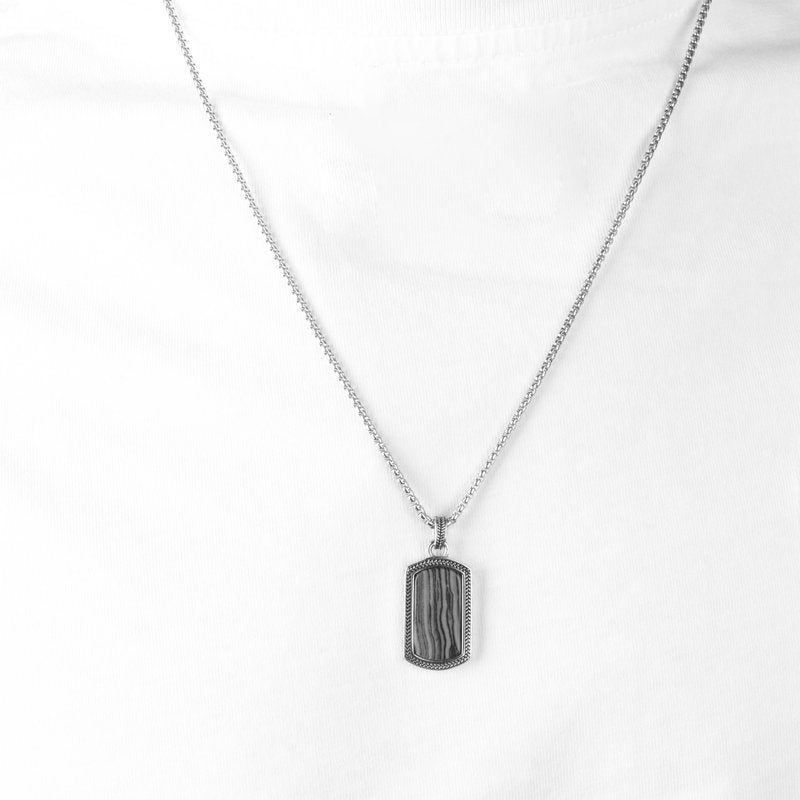 Collana in Acciaio con piastra verde IJEWEL - gioiello BySimon
