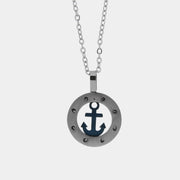 Collana in Acciaio con ancora in cerchio