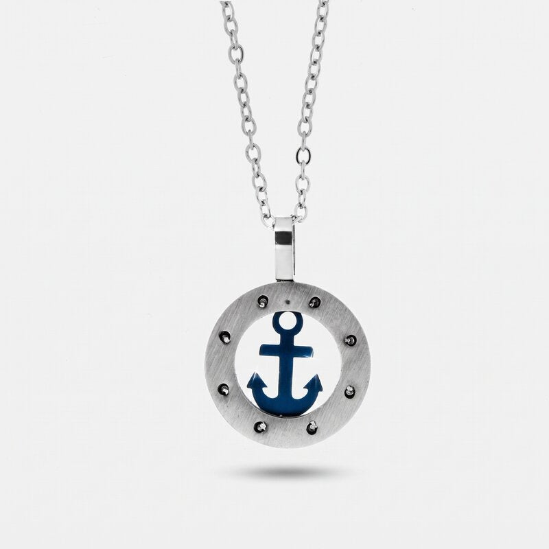 Collana in Acciaio con ancora in cerchio IJEWEL - gioiello BySimon