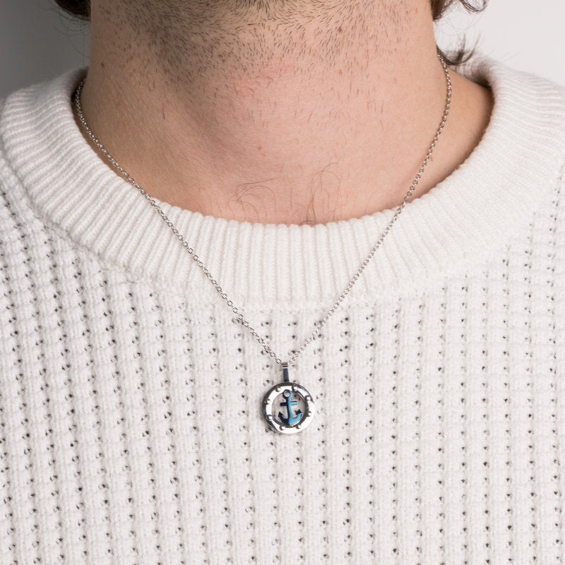 Collana in Acciaio con ancora in cerchio IJEWEL - gioiello BySimon