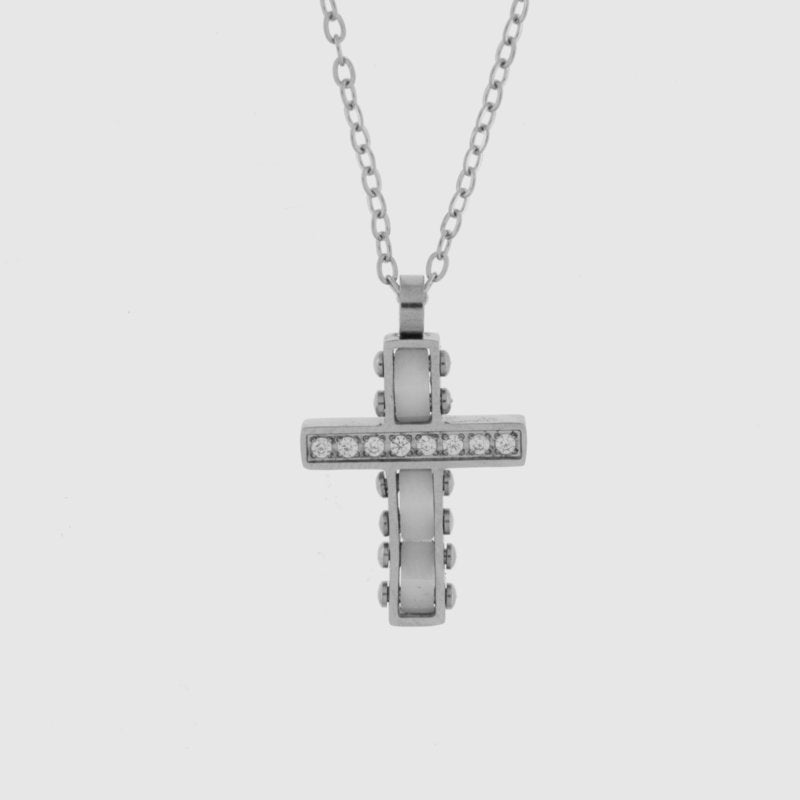 Collana in Acciaio con pendente a forma di croce