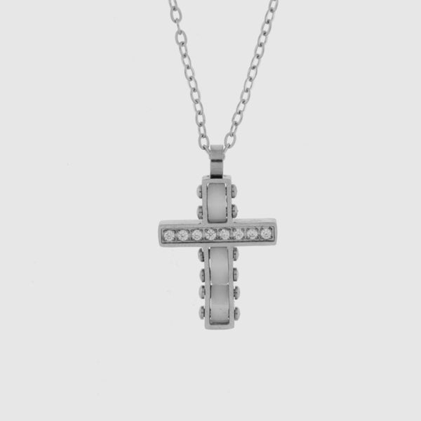Collana in Acciaio con pendente a forma di croce - BYSIMON gioielli