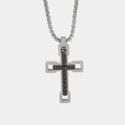 Collana in Acciaio con croce di colore nero