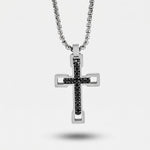 Collana in Acciaio con croce di colore nero - BYSIMON gioielli