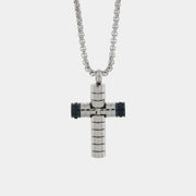 Collana in Acciaio con croce rigata