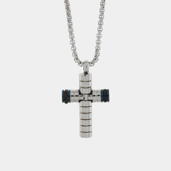 Collana in Acciaio con croce rigata - BYSIMON gioielli