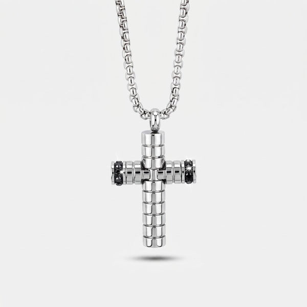 Collana in Acciaio con croce rigata - BYSIMON gioielli