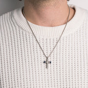 Collana in Acciaio con croce rigata