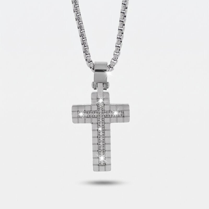 Collana in Acciaio con pendente doppia croce - BYSIMON gioielli