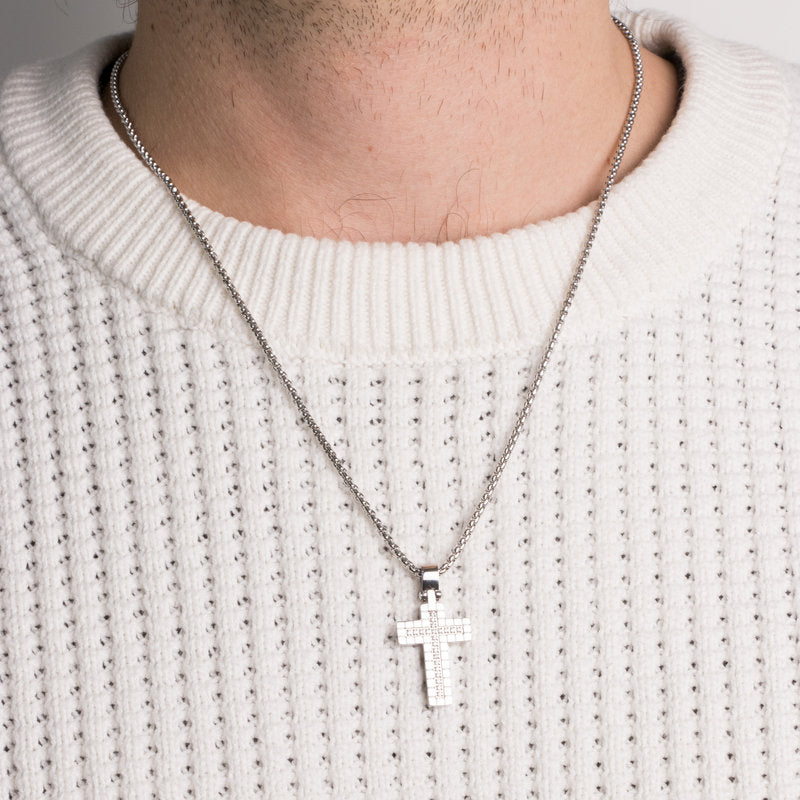 Collana in Acciaio con pendente doppia croce