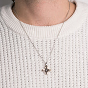 Collana in Acciaio con croce bicolore bianco/rosa