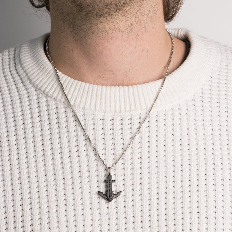 Collana in Acciaio con pendente a forma di ancora - BYSIMON gioielli