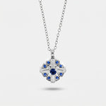 Collana in Acciaio con pendente tondo con dettagli blu - BYSIMON gioielli