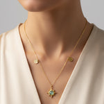 Collana in Acciaio con pendente sole con pietra turchese - BYSIMON gioielli