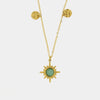 Collana in Acciaio con pendente sole con pietra turchese