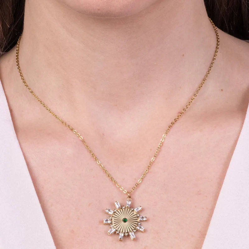 Collana in Acciaio con pendente rotondo