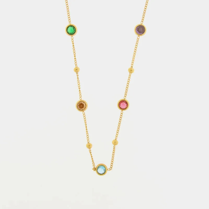 Collana in Acciaio con cristalli colorati