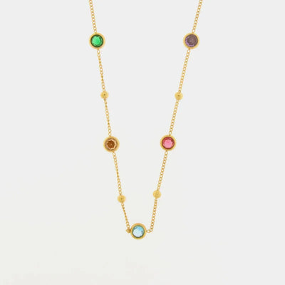 Collana in Acciaio con cristalli colorati