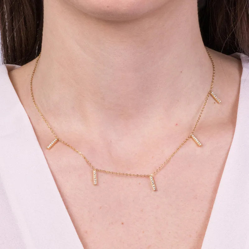 Collana in Acciaio con pendenti e cristalli COEUR - gioiello BySimon