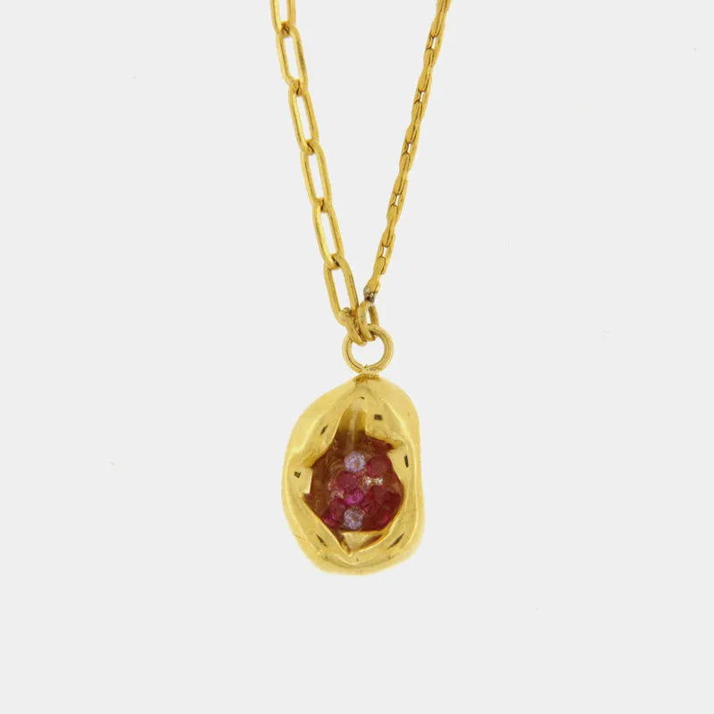 Collana in Acciaio con pendente ovale rosso