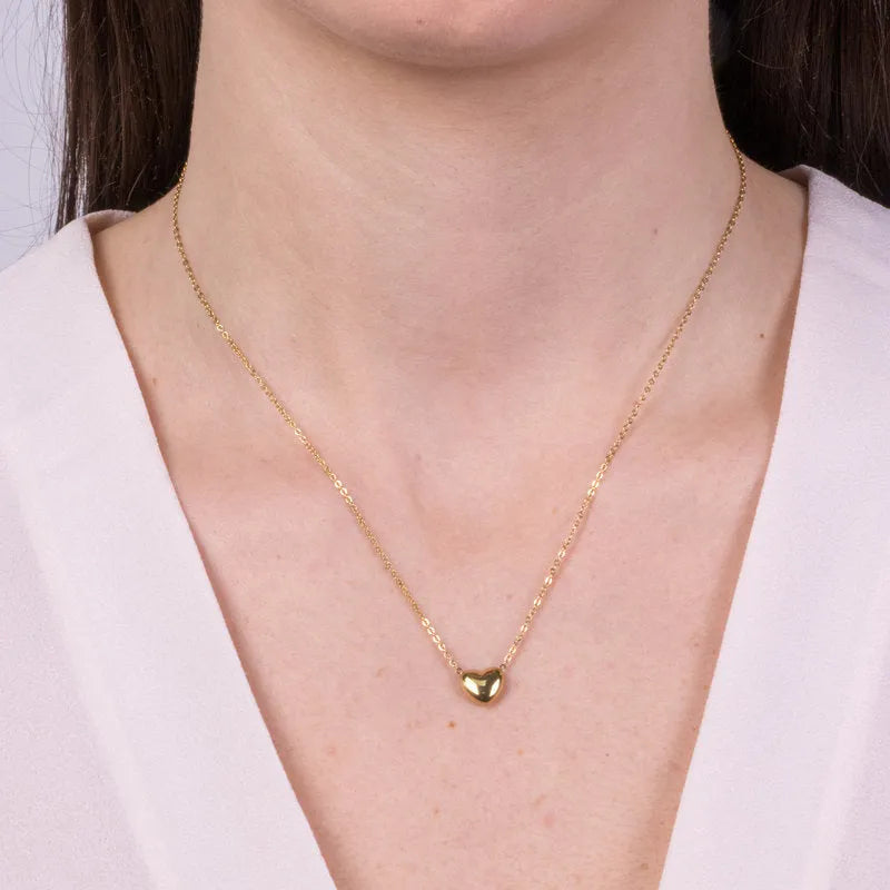 Collana in Acciaio con pendente a forma di cuore bombato