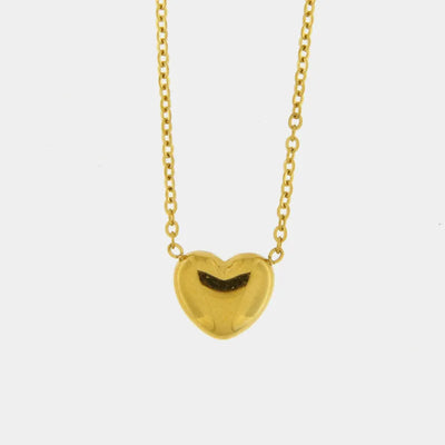 Collana in Acciaio con pendente a forma di cuore bombato