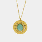 Collana in Acciaio con pendente tondo e pietra centrale turchese - BYSIMON gioielli