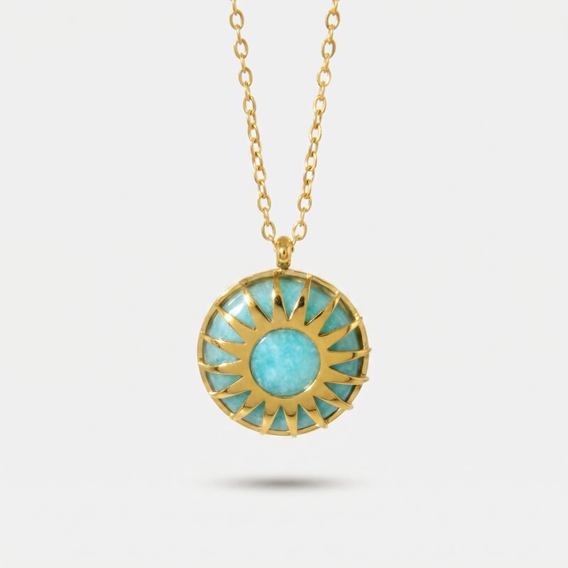 Collana in Acciaio con pendente sole bombato - BYSIMON gioielli