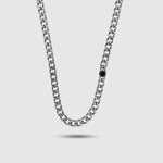 Collana in Acciaio a catena placcato argento con punto luce nero IJEWEL - gioiello BySimon