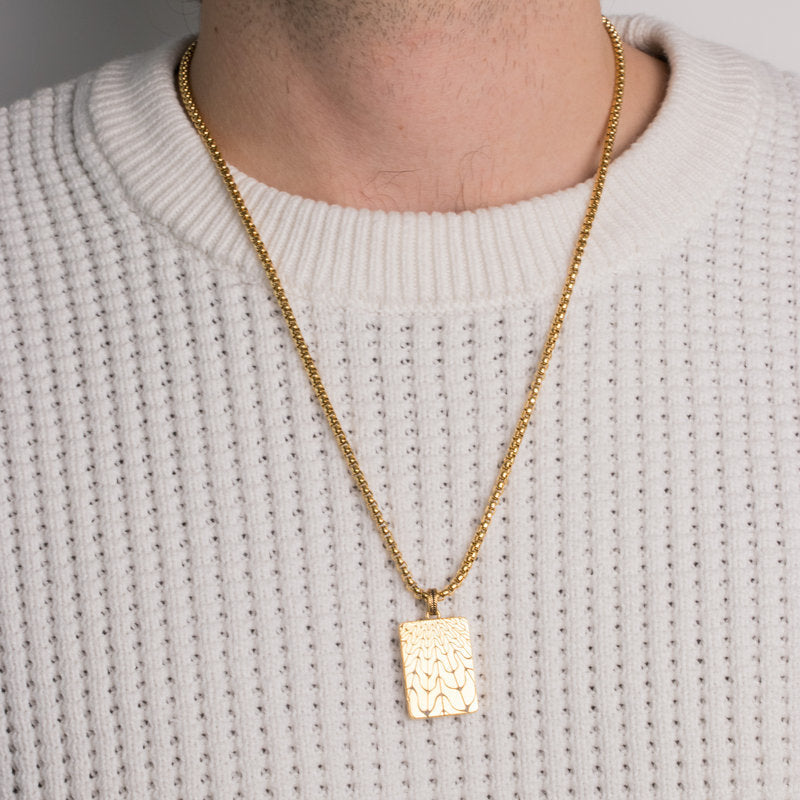 Collana in Acciaio con piastra rettangolare placcato oro IJEWEL - gioiello BySimon