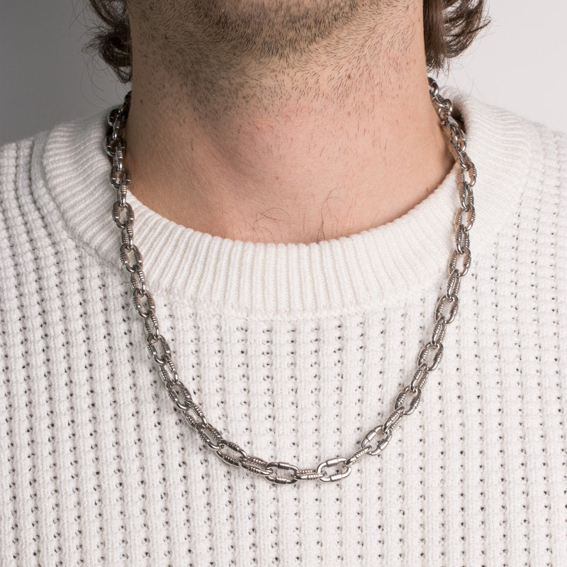 Collana in Acciaio a catena placcato argento IJEWEL - gioiello BySimon