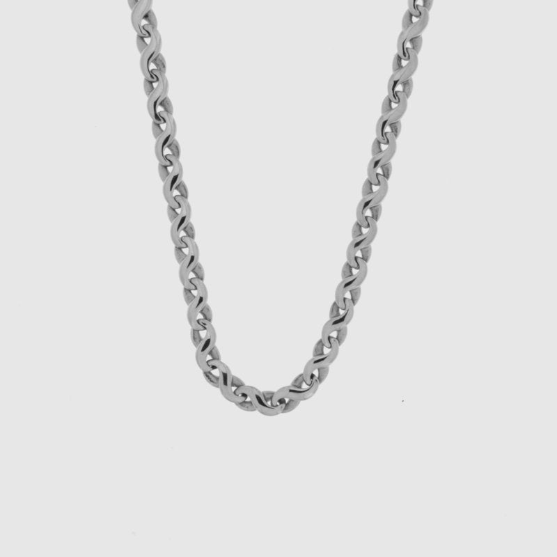 Collana in Acciaio a catena placcato argento