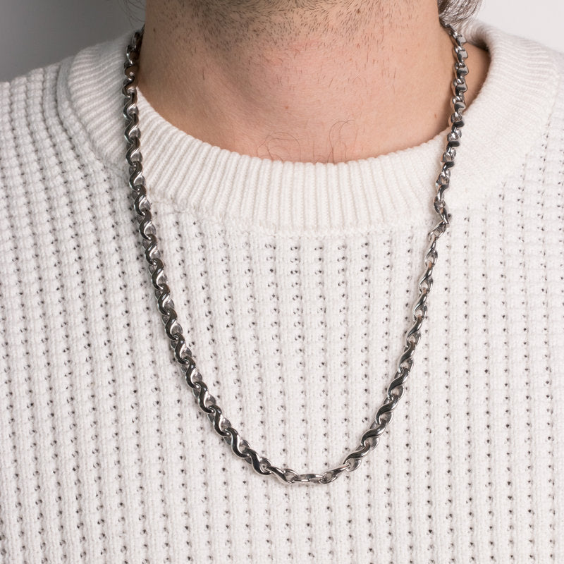 Collana in Acciaio a catena placcato argento