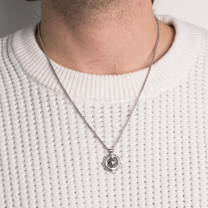 Collana in Acciaio con ciondolo rosa venti colore nero IJEWEL - gioiello BySimon