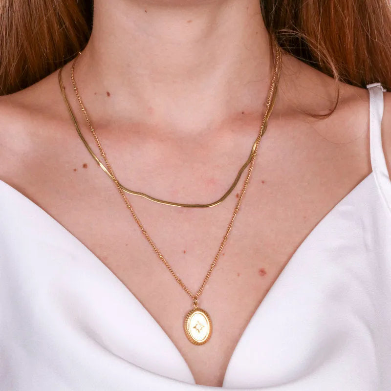 Collana in Acciaio doppia catena con medaglia