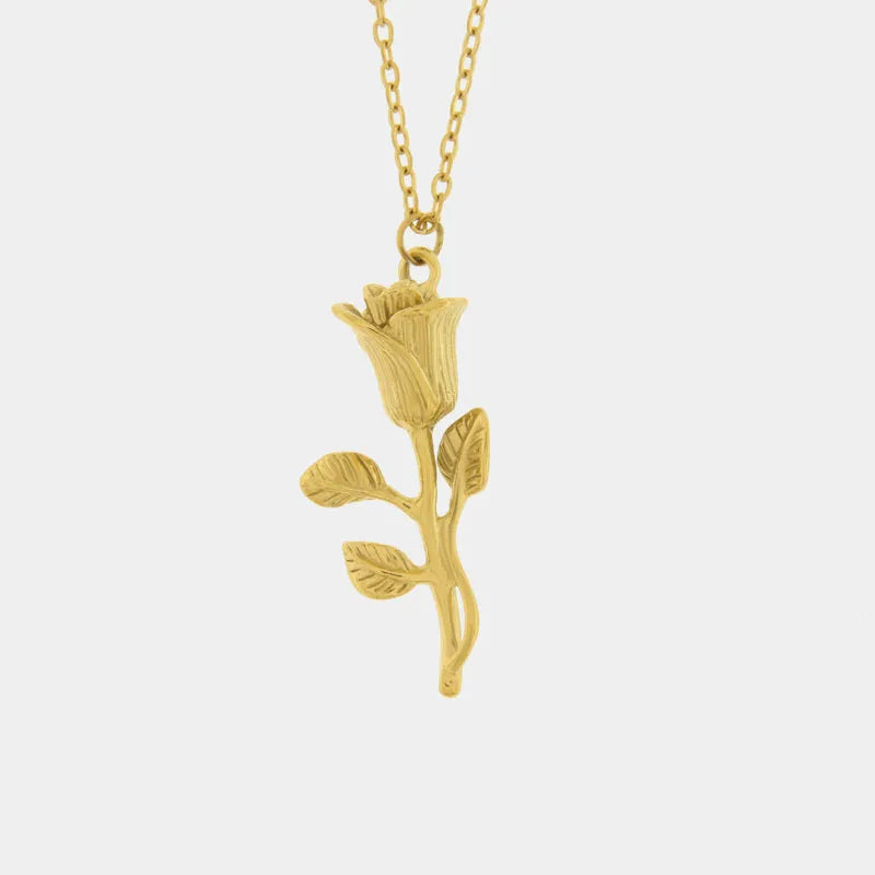 Collana in Acciaio con rosa - BYSIMON gioielli