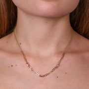 Collana in Acciaio con catene ovali e cristallli