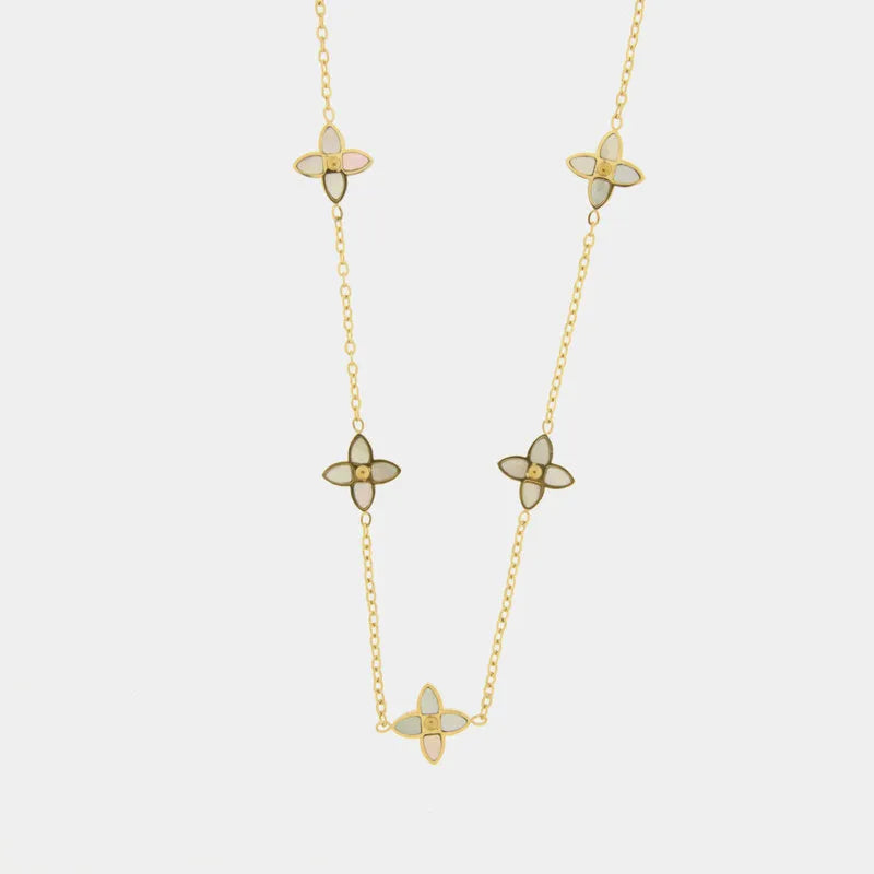 Collana in Acciaio con fiori a quattro petali