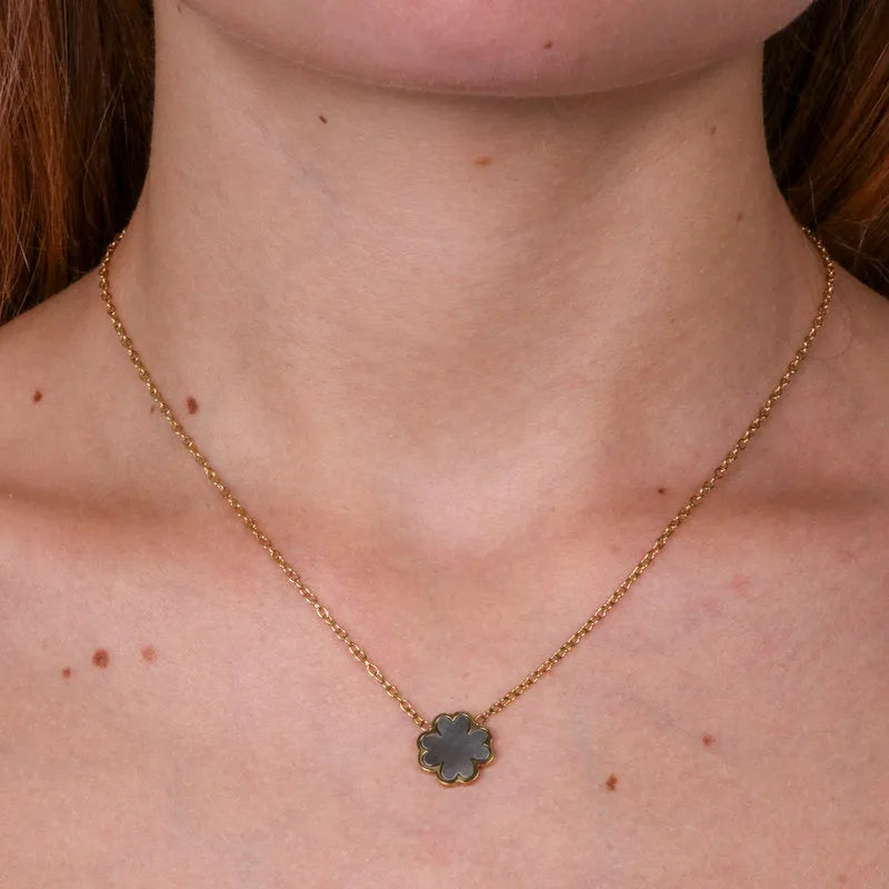Collana in Acciaio con quadrifoglio olografico